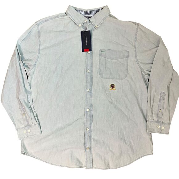 Tommy Hilfiger Button Down Shirt Mens XL Blue Denim Limited Edition MSRP $99 New